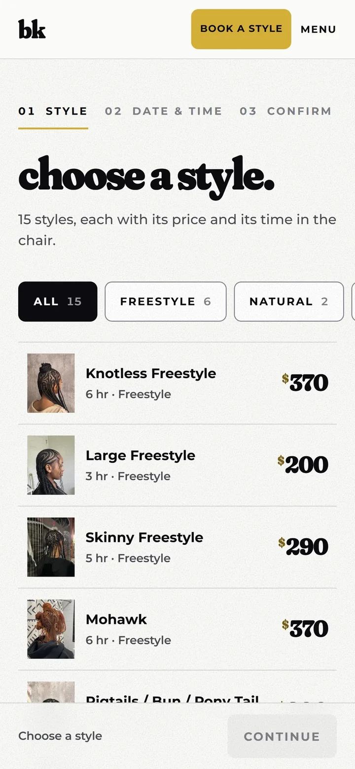 BK The Braider on a phone, screen 3